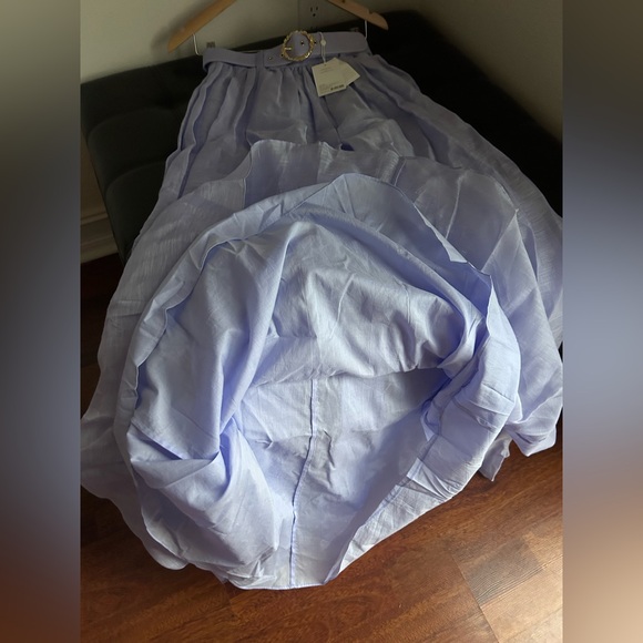 NWT Zimmermann Belted Linen Organza Maxi in Periwinkle Skirt 0 US4 - Picture 9 of 16